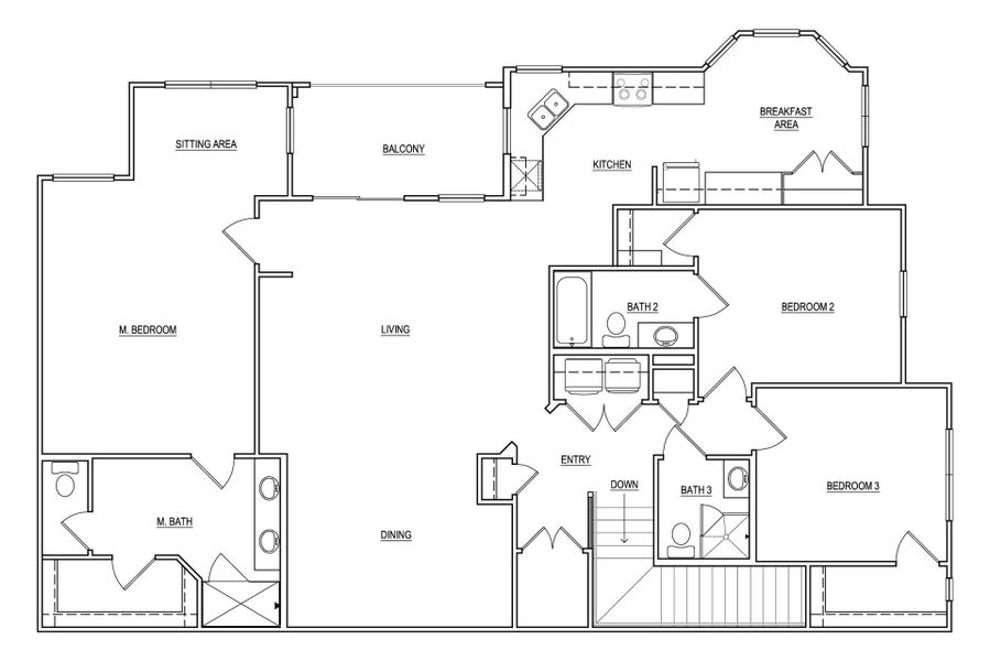 2D floor plan layout for the The Anson by New Leaf Builders in Middleborough Condos at Shadowmoss, Charleston, SC (Image 5).