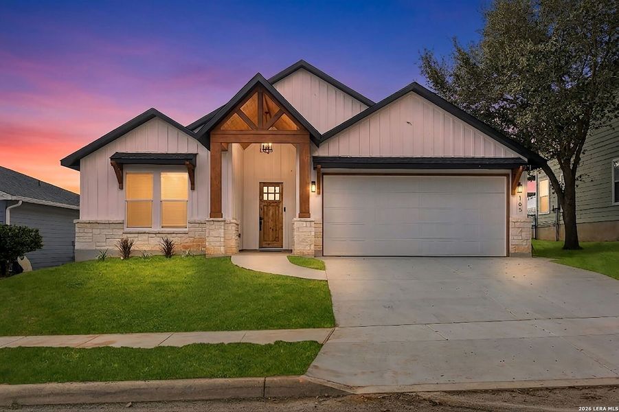 Front exterior of a new home in , Floresville, TX, highlighting curb appeal (Image 26). Front exterior of a new home in , Floresville, TX, highlighting curb appeal (Image 26).