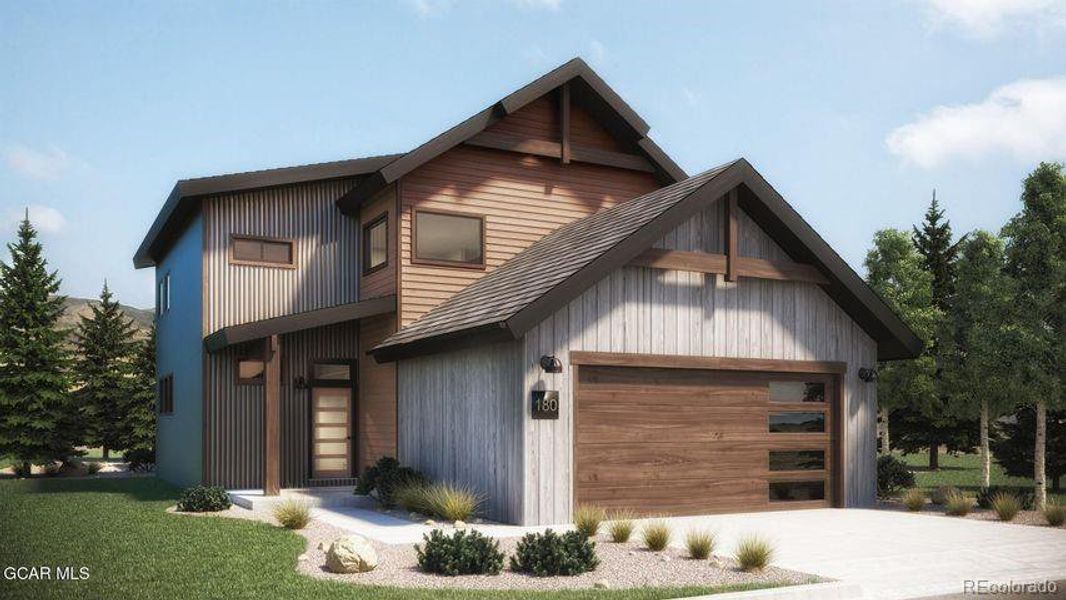 Front exterior of a new home in , Granby, CO, highlighting curb appeal (Image 14). Front exterior of a new home in , Granby, CO, highlighting curb appeal (Image 14).