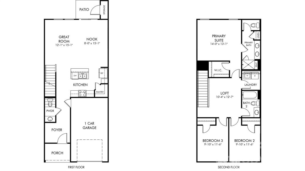 2D floor plan layout of this home in Rocky River Towns, Charlotte, NC (Image 2). 2D floor plan layout of this home in Rocky River Towns, Charlotte, NC (Image 2).
