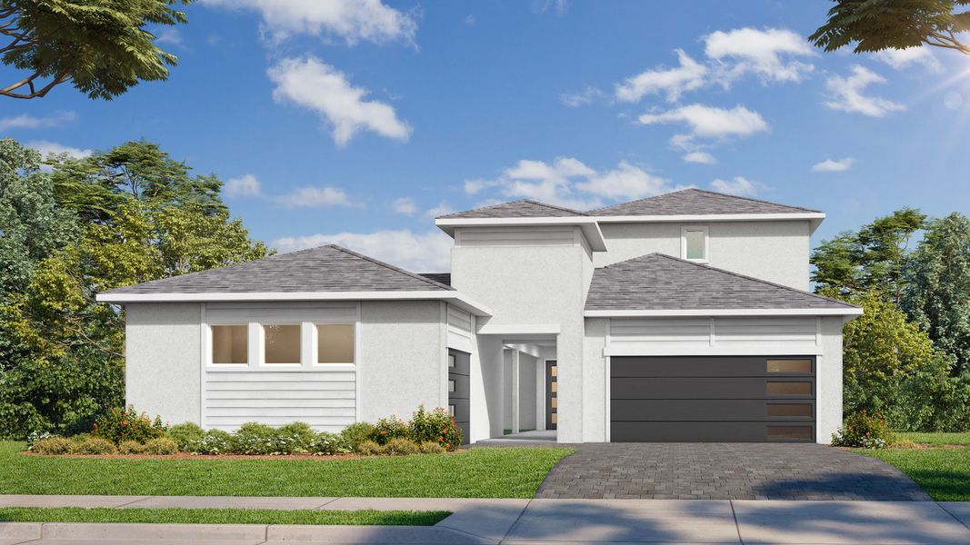 Representative exterior photo of a completed home built from the Eagle by DRB Homes in Biscayne Landing at Seaire, Parrish, FL (Image 6).