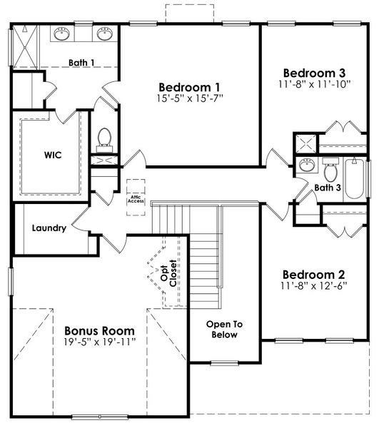 2D floor plan layout for the FORRESTER by D.R. Horton in Shell Pointe, Gilbert, SC (Image 4).