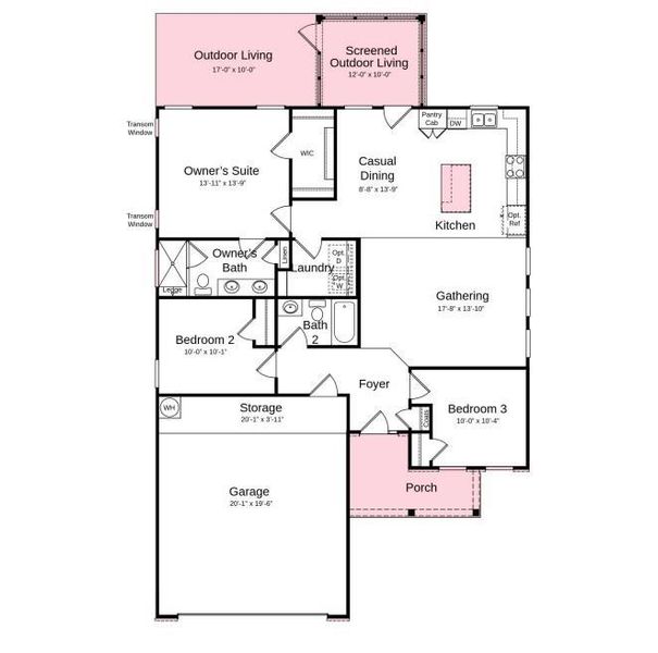 Structural options added include: screened outdoor living, additional windows.