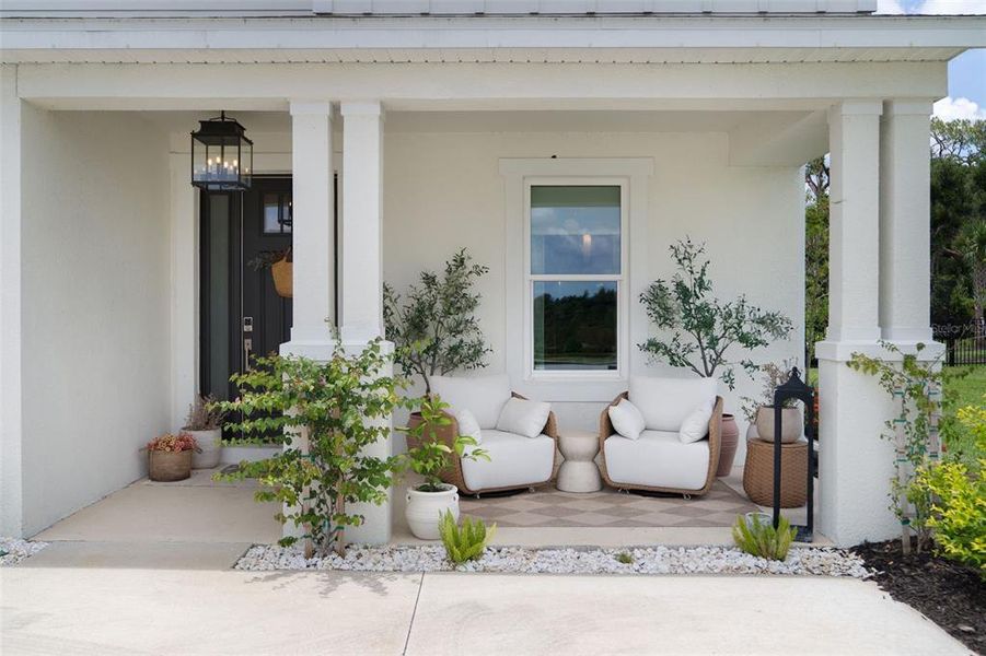 Exterior details and patio area of a home in Skye Ranch Community Group Page, Sarasota (Image 26).