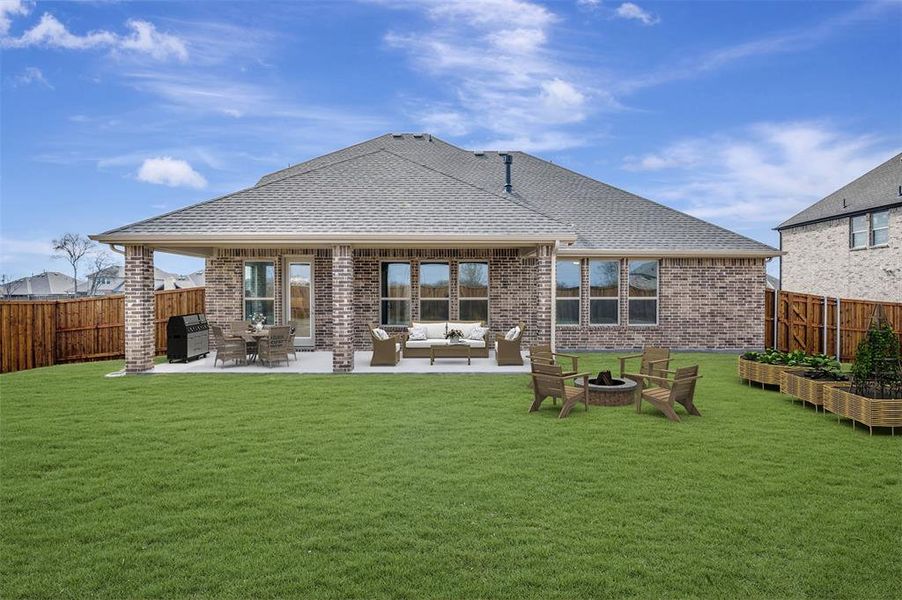 Exterior details and patio area of a home in Kreymer at the Park, Wylie (Image 24).