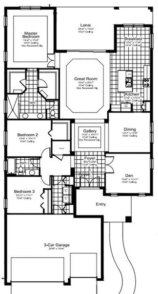 2D floor plan layout of this home in Palm Grove Real Estate and Homes for Sale in Lakewood Ranch, FL - Neal Communities, Bradenton, FL (Image 2).