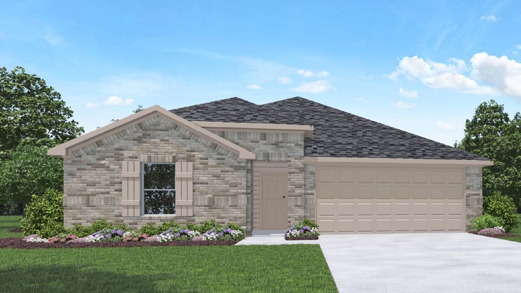 Representative exterior photo of a completed home built from the Burnet by D.R. Horton in Porters Mill, New Caney, TX (Image 1). Representative exterior photo of a completed home built from the Burnet by D.R. Horton in Porters Mill, New Caney, TX (Image 1).