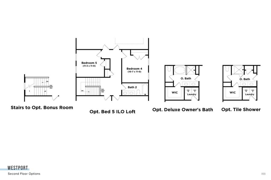 2D floor plan layout for the Westport by DRB Homes in Miller Farm Single Family Homes, Pineville, NC (Image 9).