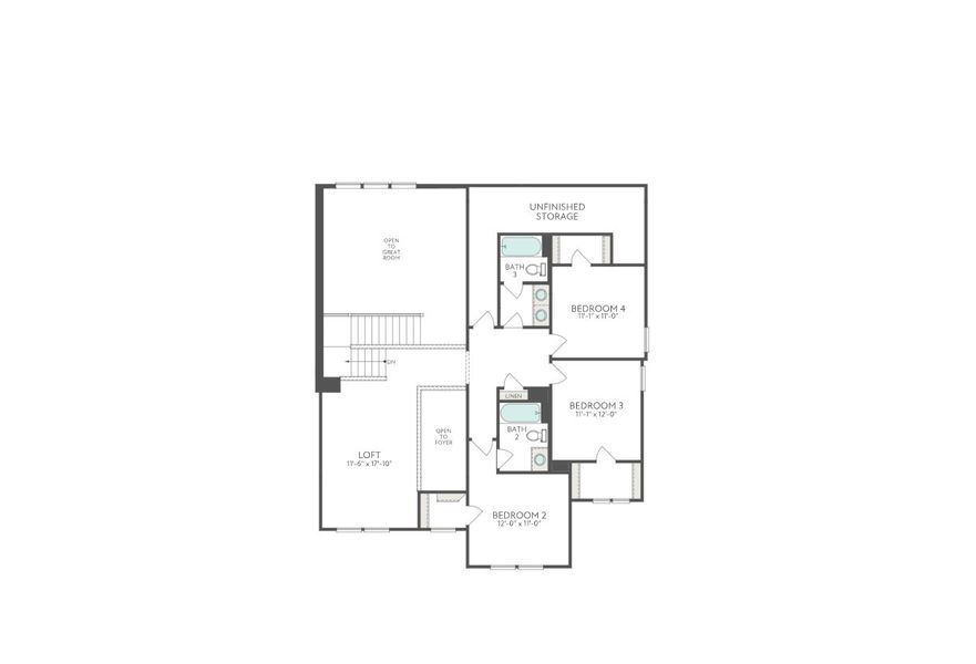 2D floor plan layout for the Martin by Tri Pointe Homes in Oakhill Reserve, Tomball, TX (Image 5).