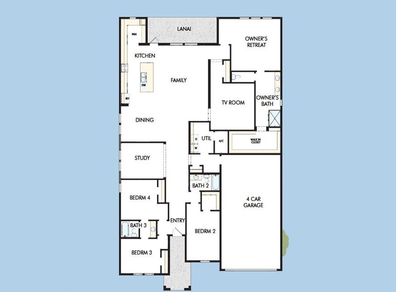 2D floor plan layout for the The Fennel by David Weekley Homes in The Preserve at Laurelton – The Haven Collection, Green Cove Springs, FL (Image 3).