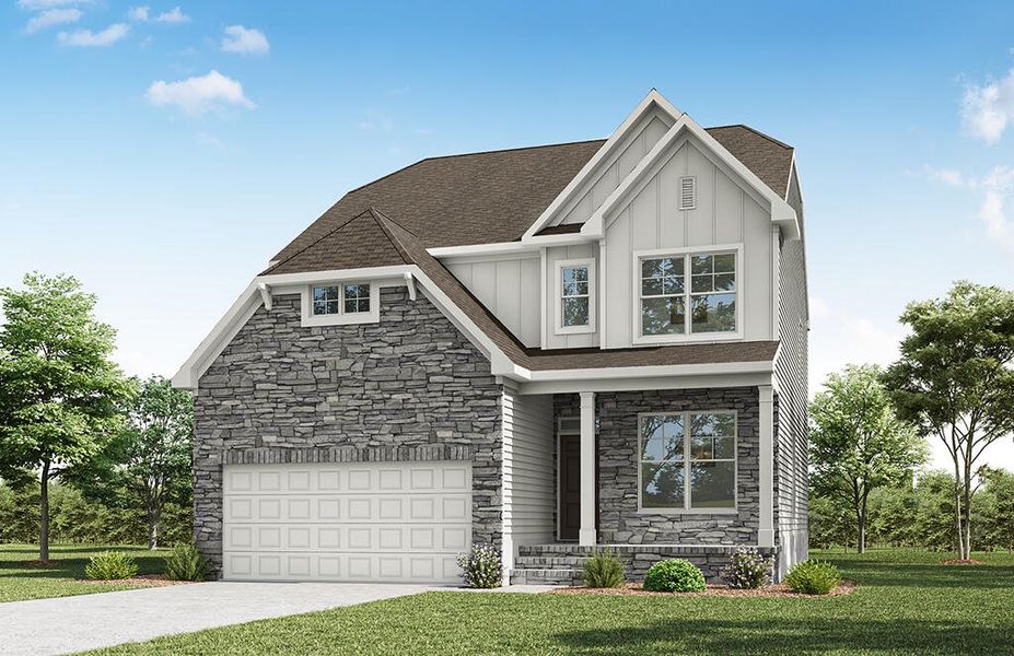 Representative exterior photo of a completed home built from the Oxford by Eastwood Homes in Black Forest Pointe, Benson, NC (Image 10).