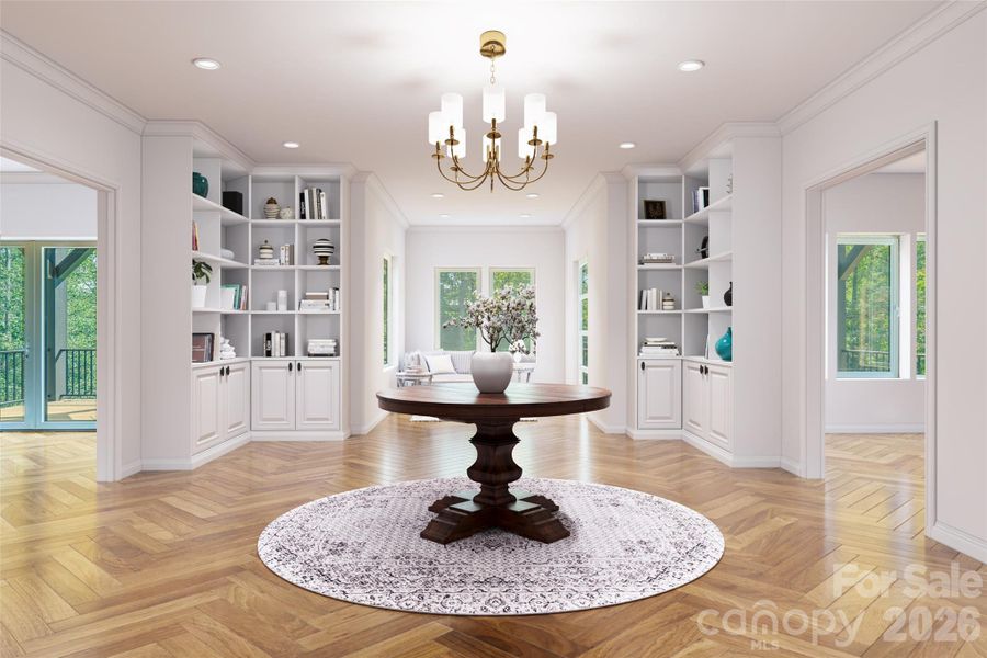 Virtually finished and staged basement level