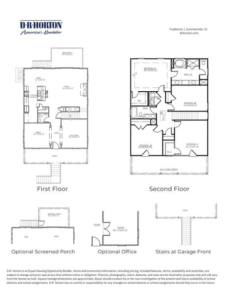 2D floor plan layout of this home in Rivers Reach, Yemassee, SC (Image 5).