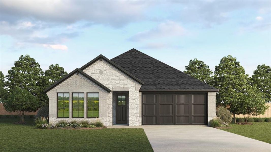 Front exterior of a new home in Morning Ridge, Princeton, TX, highlighting curb appeal (Image 1). Front exterior of a new home in Morning Ridge, Princeton, TX, highlighting curb appeal (Image 1).