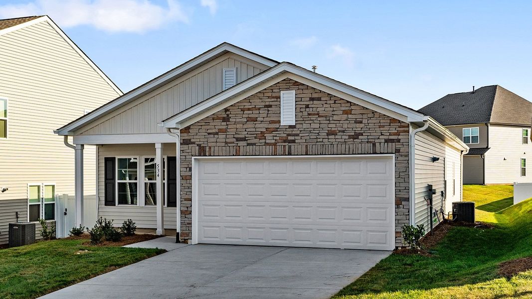 Front exterior of a new home in Hanes Lake, Winston-Salem, NC, highlighting curb appeal (Image 2).