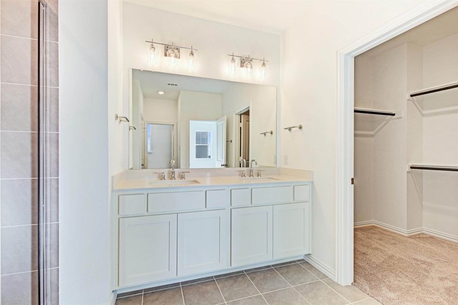 Brown Townhome Primary Bathroom by Ashton Woods