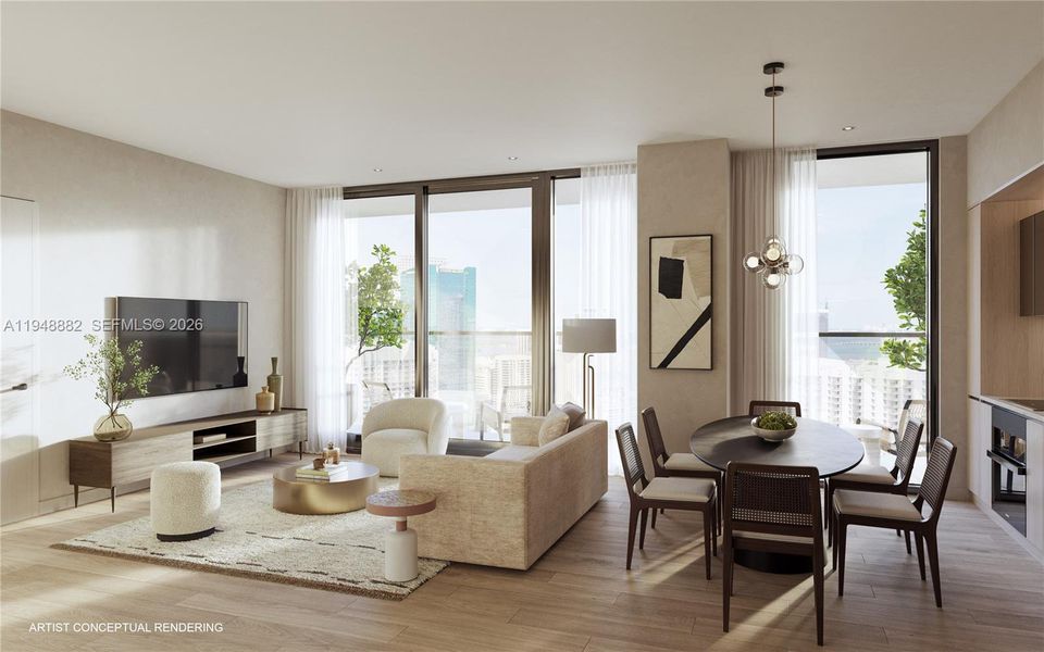 Furnished interior view inside a new home in , Miami (Image 7).