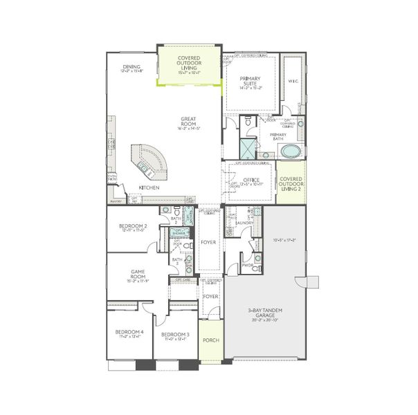 2D floor plan layout of this home in Abel Ranch, Goodyear, AZ (Image 4).
