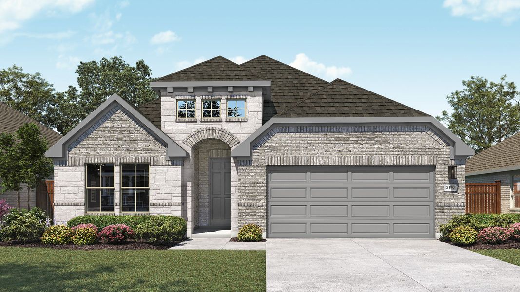 Representative exterior photo of a completed home built from the Juniper by DRB Homes in Devine Landing, Leander, TX (Image 4). Representative exterior photo of a completed home built from the Juniper by DRB Homes in Devine Landing, Leander, TX (Image 4).