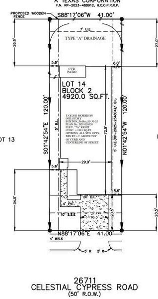 26711 Celestial Cypress Road preliminary plot plan