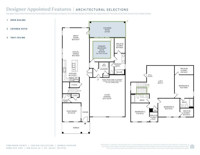 2D floor plan layout of this home in Tomlinson Pointe, Mount Juliet, TN (Image 4).