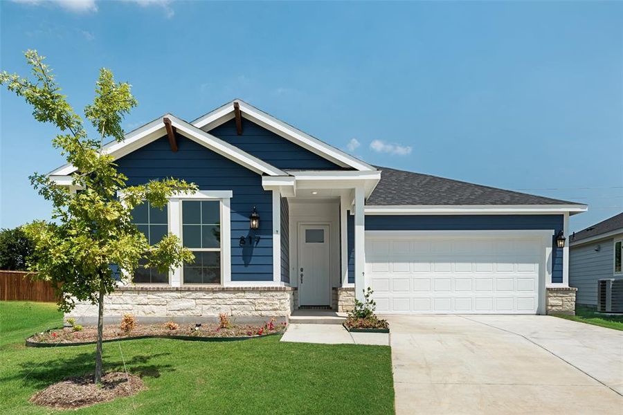 Front exterior of a new home in Creekside of Crowley, Crowley, TX, highlighting curb appeal (Image 19). Front exterior of a new home in Creekside of Crowley, Crowley, TX, highlighting curb appeal (Image 19).