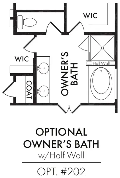 Master Bath – Tub Shower 1/2 Wall