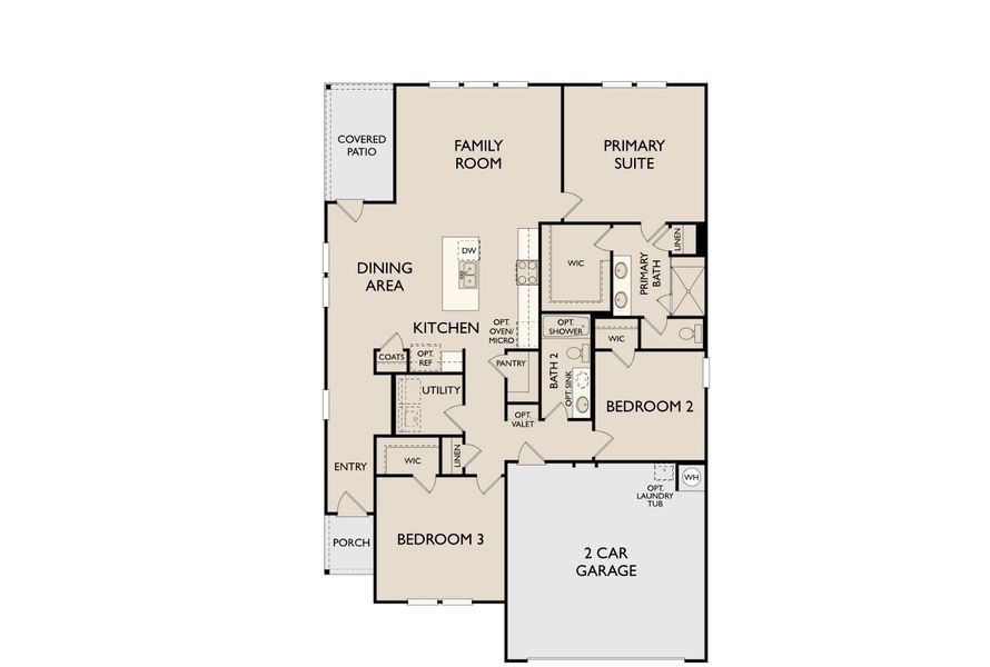 2D floor plan layout for the Texoma by Ashton Woods in Willow Springs, Buda, TX (Image 1).