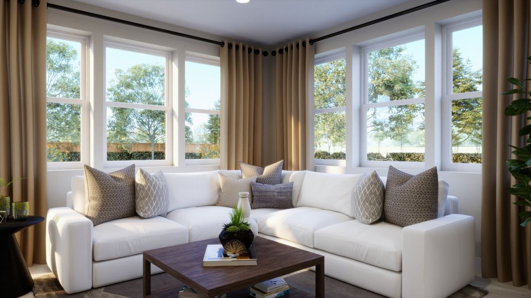 Representative furnished interior of a home built from the 2502 by Risewell Homes in Harvest Crossing, Aurora (Image 7).