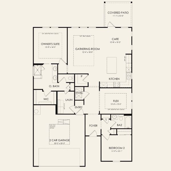 2D floor plan layout for the Prosperity by Del Webb in Sun City Texas, Georgetown, TX (Image 3).