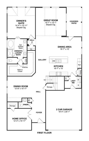 2D floor plan layout for the Leo by K. Hovnanian® Homes in Tejas Landing, Needville, TX (Image 3). 2D floor plan layout for the Leo by K. Hovnanian® Homes in Tejas Landing, Needville, TX (Image 3).