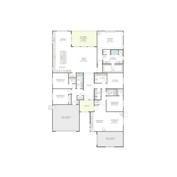 2D floor plan layout for the Verde Plan 5510 by Tri Pointe Homes in Navarre at Abel Ranch, Goodyear, AZ (Image 3).
