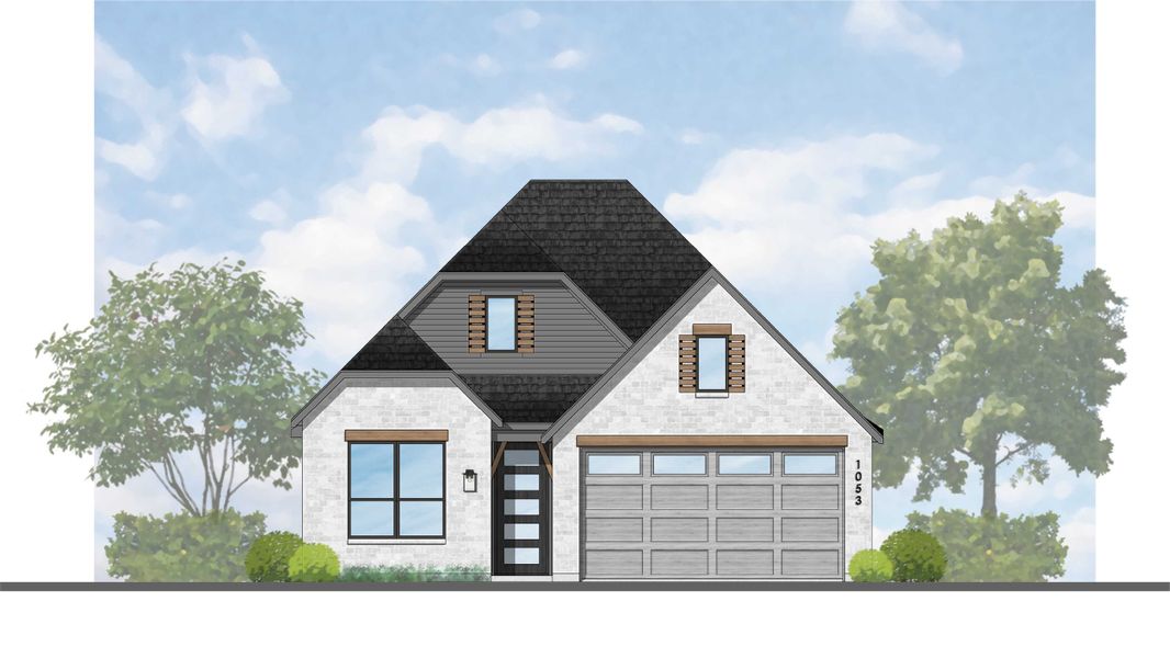 Representative rendering of the exterior for the Maybach Plan by Highland Homes (Image 1).