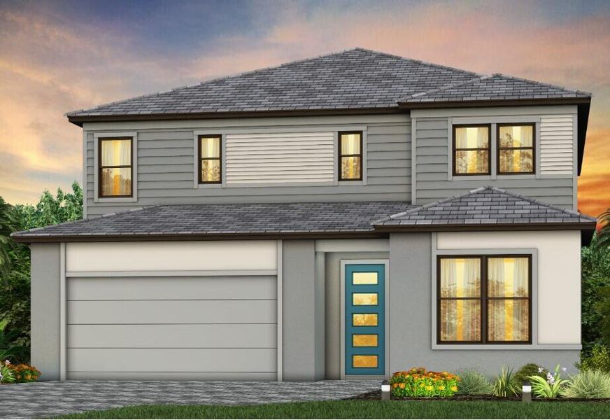 Front exterior of a new home in Greyhawk Landing, Lake Worth, FL, highlighting curb appeal (Image 1). Front exterior of a new home in Greyhawk Landing, Lake Worth, FL, highlighting curb appeal (Image 1).