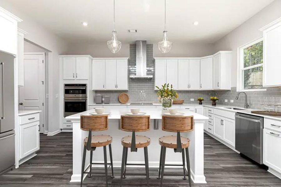 Furnished interior view inside a new home in The Beacon at Old Peachtree Single Family Homes, Lawrenceville (Image 4). Furnished interior view inside a new home in The Beacon at Old Peachtree Single Family Homes, Lawrenceville (Image 4).