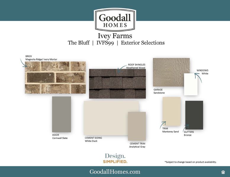 Sample of building materials used in homes in Ivey Farms, Farragut (Image 4). Sample of building materials used in homes in Ivey Farms, Farragut (Image 4).