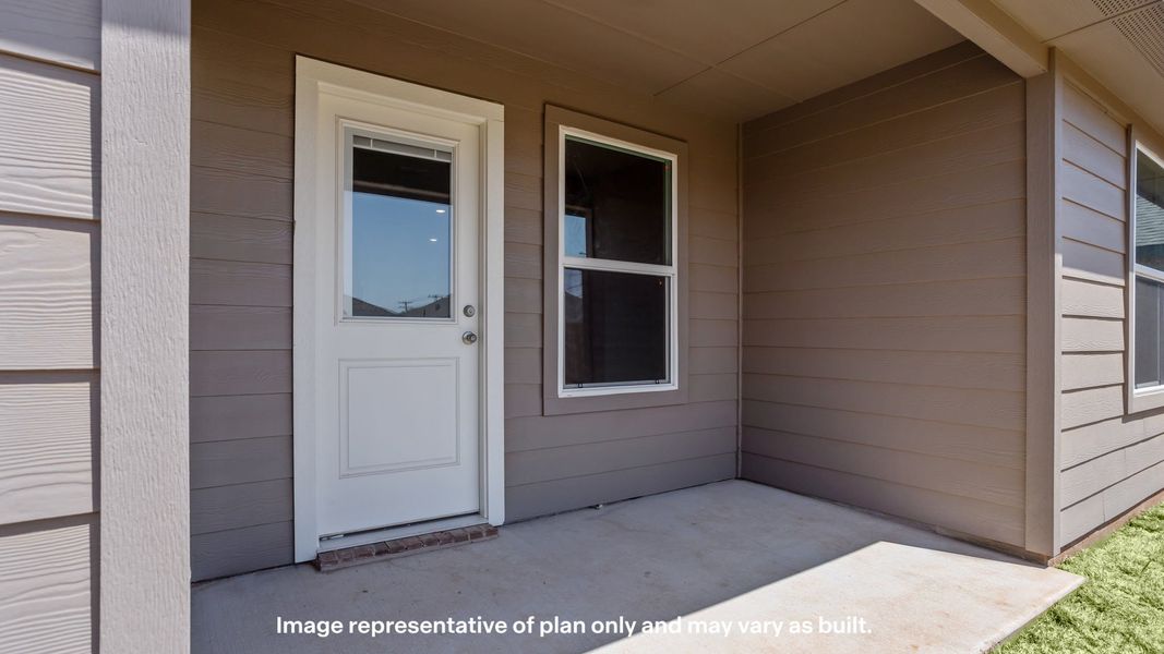 Representative exterior photo of a completed home built from the The Denton by D.R. Horton in Allen Farms, Lubbock, TX (Image 16).