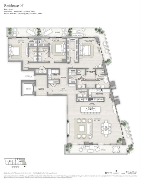 2D floor plan layout of this home in The Ritz-Carlton Residences, West Palm Beach, FL (Image 2).