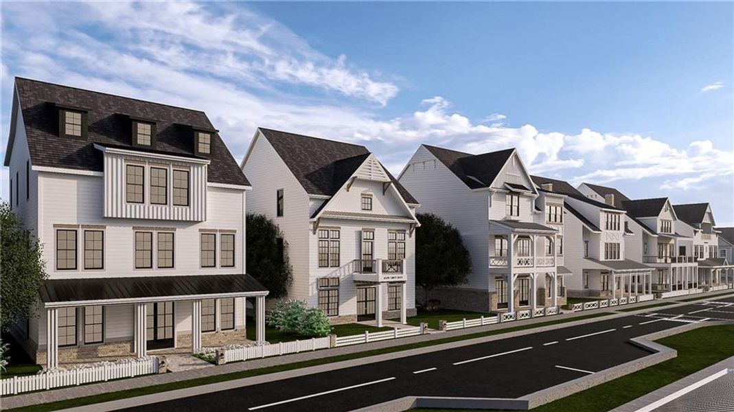 Front exterior of a new home in Echo at Crabapple, Milton, GA, highlighting curb appeal (Image 2).