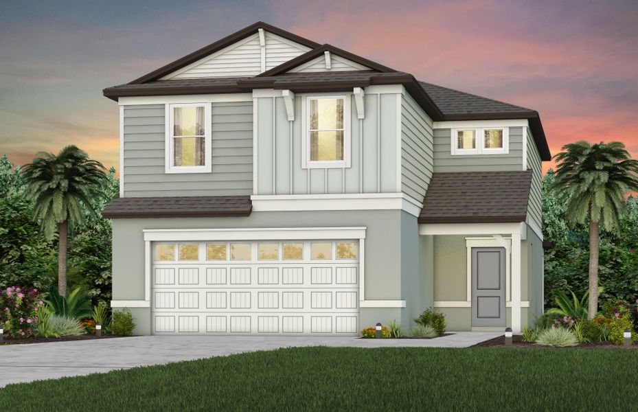 Representative exterior photo of a completed home built from the Talon by Pulte Homes in Seaire, Parrish, FL (Image 20). Representative exterior photo of a completed home built from the Talon by Pulte Homes in Seaire, Parrish, FL (Image 20).