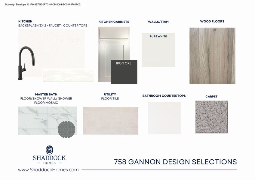 Sample of building materials used in homes in Estates at Rockhill, Frisco (Image 3).
