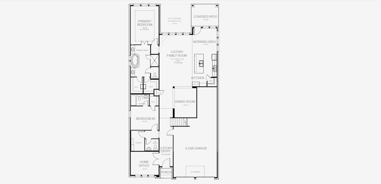 2D floor plan layout for the 3553W by Perry Homes in Briggs Ranch 50', San Antonio, TX (Image 4).