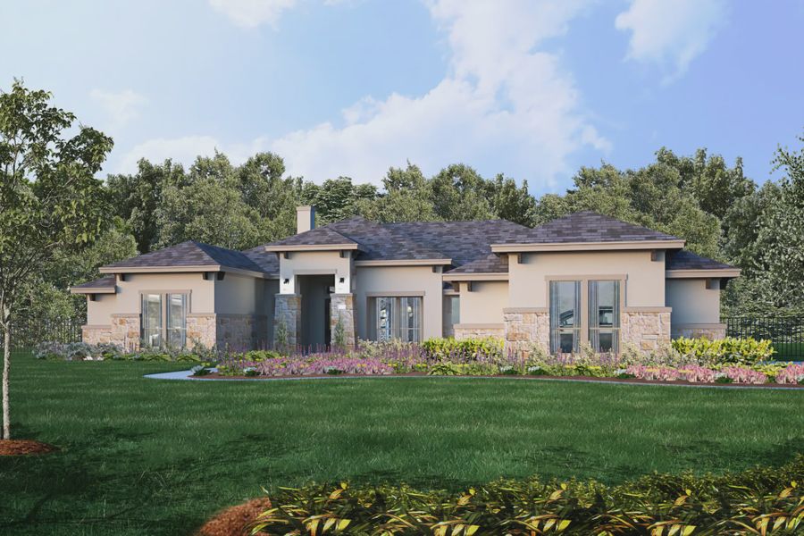 Representative exterior photo of a completed home built from the Kerrville by Giddens Homes in Leander Estates, Leander, TX (Image 1). Representative exterior photo of a completed home built from the Kerrville by Giddens Homes in Leander Estates, Leander, TX (Image 1).