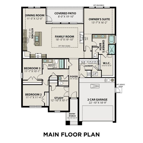 2D floor plan layout for the The Edward by Davidson Homes LLC in Lago Mar, Texas City, TX (Image 4).