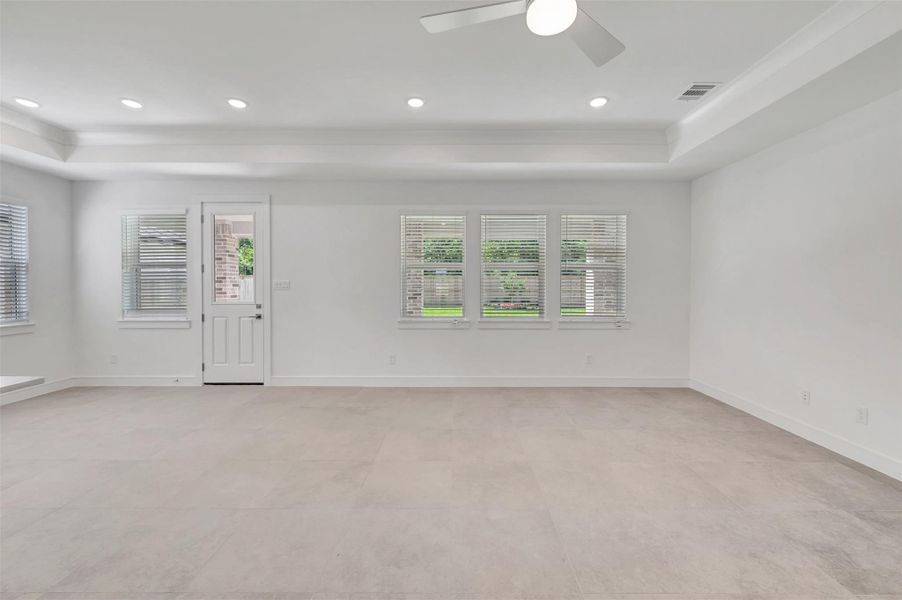 Open great room and dining area