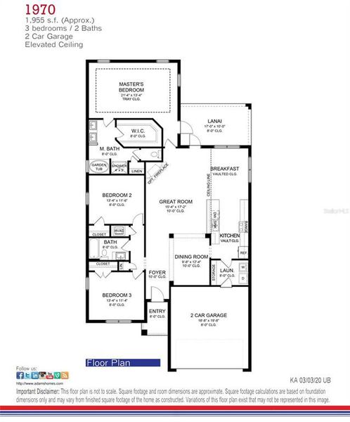 2D floor plan layout of this home in Ocala Crossings South, Ocala, FL (Image 3).
