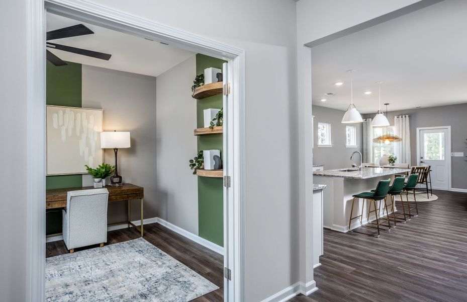 Furnished interior view inside a new home in Exchange at 401, Raleigh (Image 6).