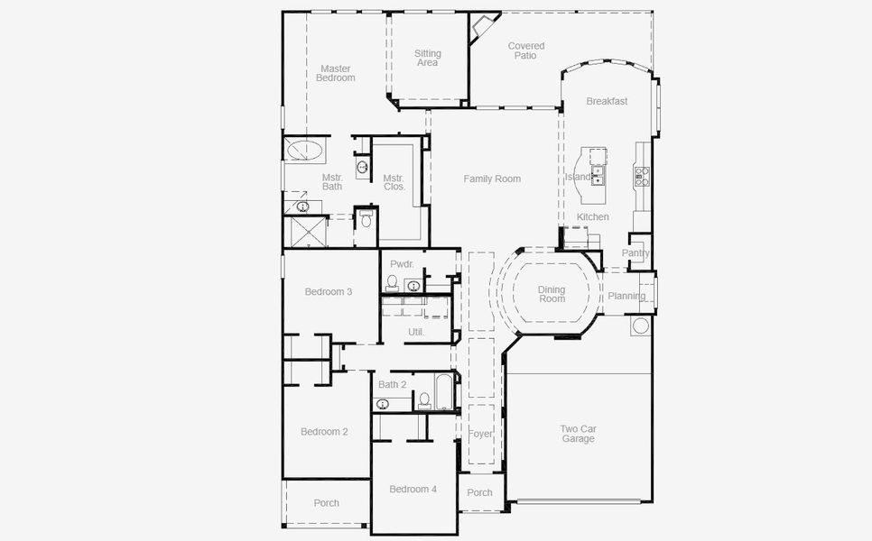 2D floor plan layout for the Toledo Bend II by Coventry Homes in Painted Tree 60', McKinney, TX (Image 3).