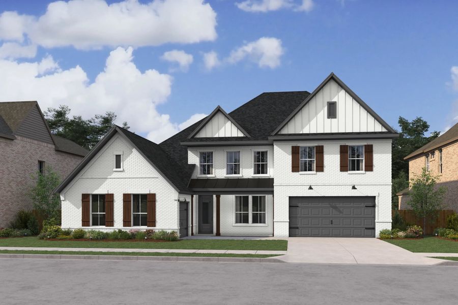 Representative exterior photo of a completed home built from the Little Rock by K. Hovnanian® Homes in Elevon, Lavon, TX (Image 10). Representative exterior photo of a completed home built from the Little Rock by K. Hovnanian® Homes in Elevon, Lavon, TX (Image 10).