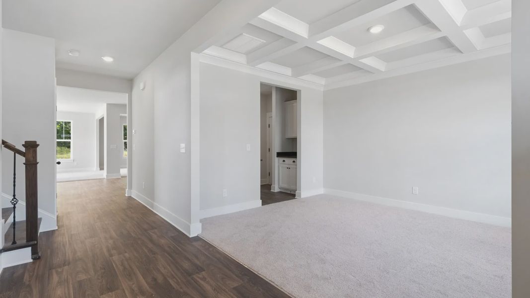 Representative furnished interior of a home built from the Stonefield - Finished Basement by DRB Homes in Pinebrook, Woodruff (Image 9).